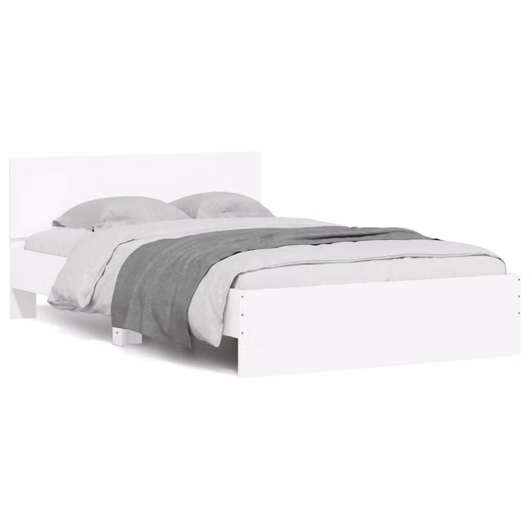 vidaXL Giroletto moderno con testiera, illuminazione LED sottostante e porta USB, Bianco, L/P/H: 140 x 200 x 70 cm