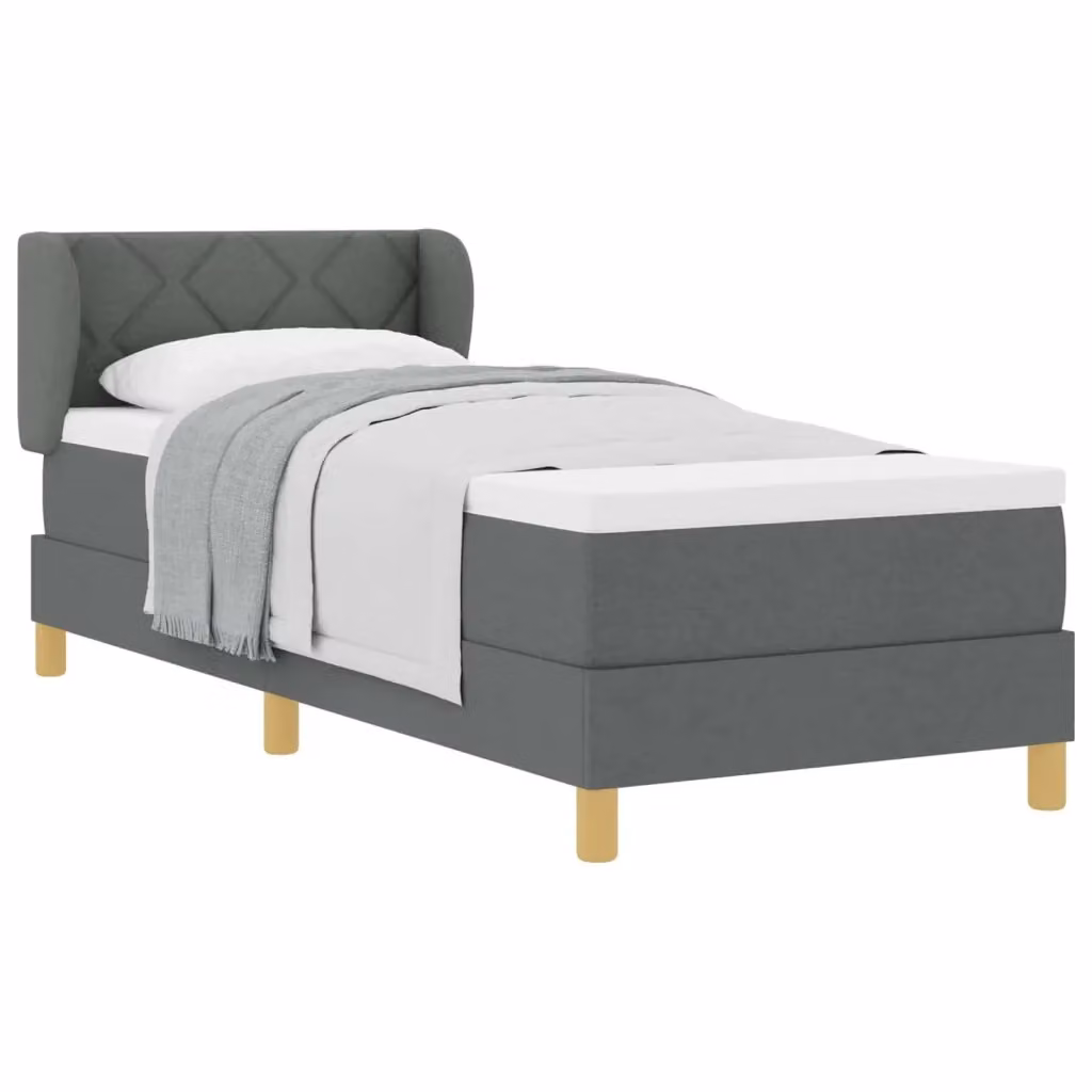 Letto a molle con testiera vidaXL in tessuto grigio moderno L/P: 200 x 80 cm – 2
