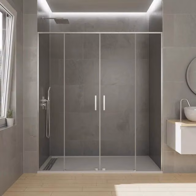 Box doccia rettangolare DUCHA TWENTY 2 con 2 ante fisse e 2 scorrevoli, L: 170 cm, vetro trasparente, finitura cromo lucido