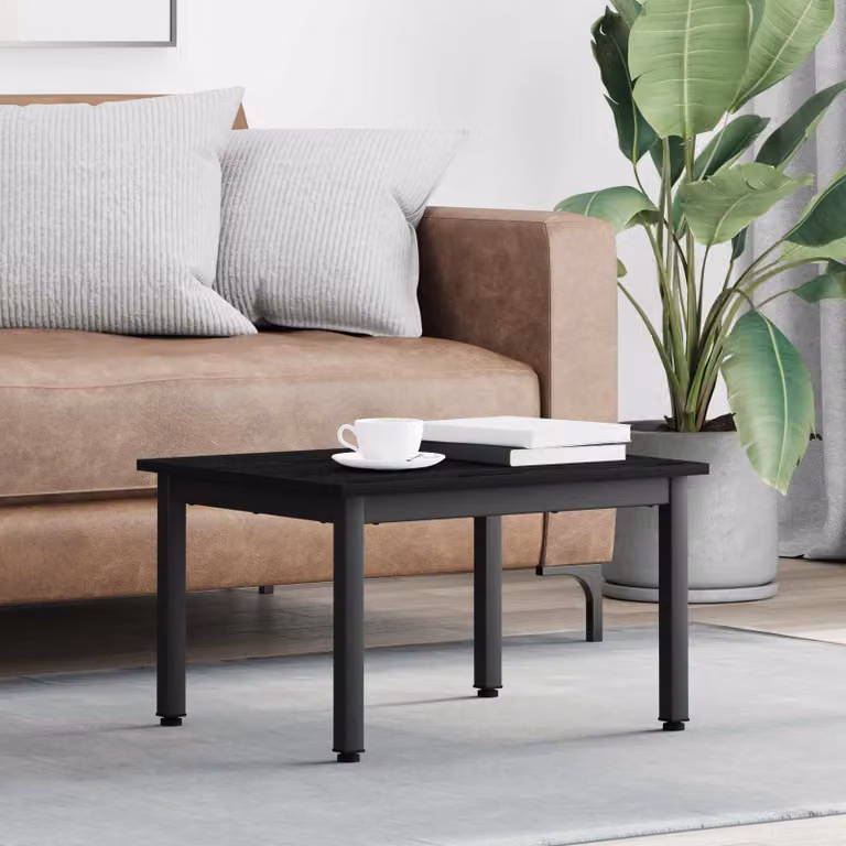 Tavolino da salotto moderno vidaXL in legno e metallo nero L: 60 cm, P: 50 cm, H: 36 cm