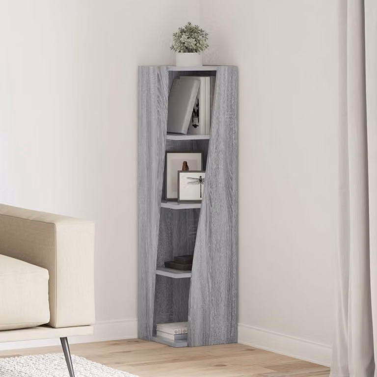 Mobile angolare vidaXL in legno ingegnerizzato grigio, L/P/H: 27,5 x 27 x 102 cm
