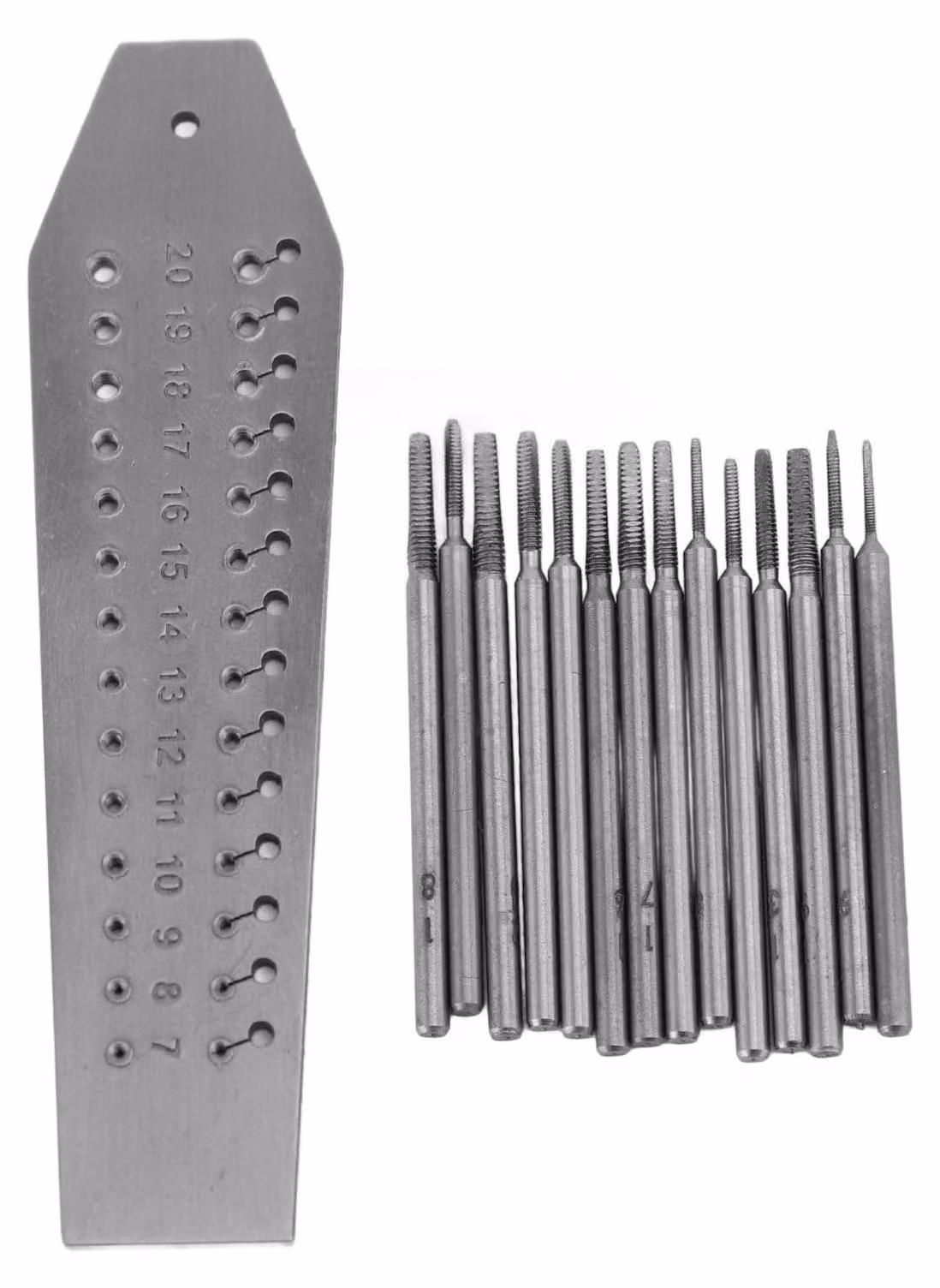Kit per filettatura, 14 pezzi - Filetti da 0,7 mm a 2 mm - Per orafi/orologiai - Filettature/matrici - Riparazione filetti/riparazione orologi - Utensile essenziale - Kit per filettatura