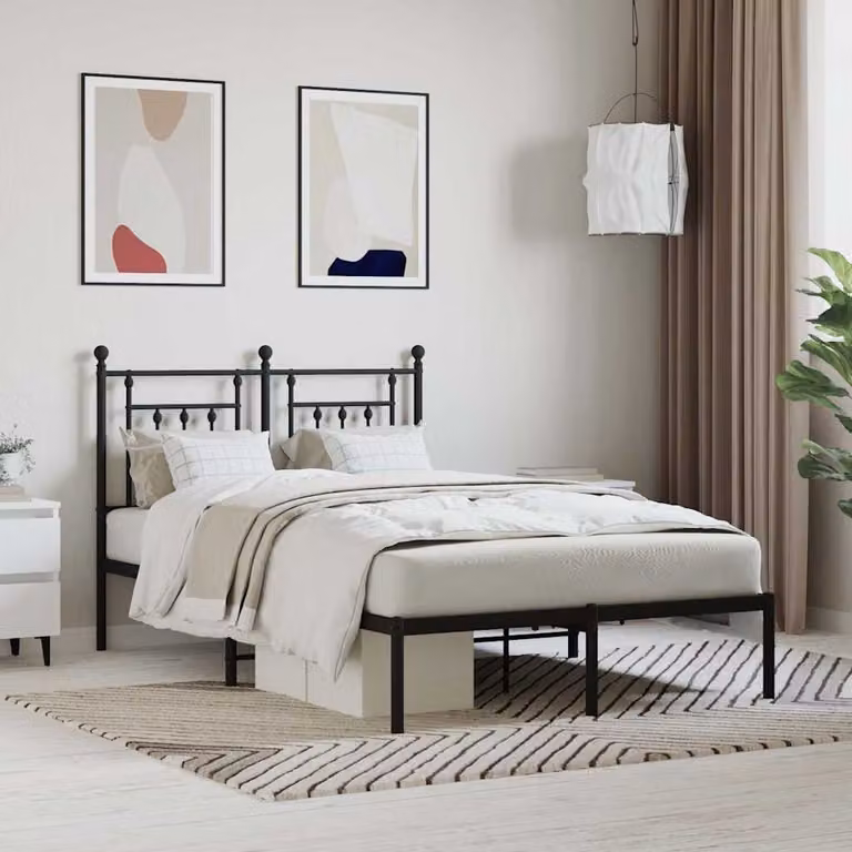 Giroletto vidaXL con testiera in metallo nero L: 120 cm, P: 200 cm