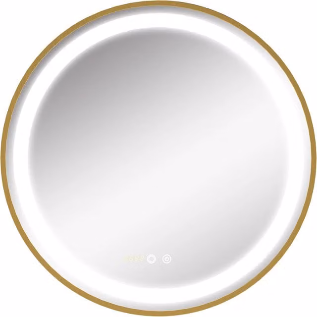 Specchio da bagno Minimal con luce LED regolabile e touch switch, dorato, L: 60 cm, P: 4 cm
