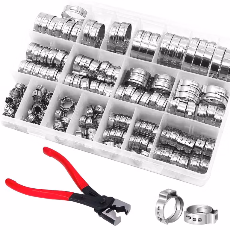 Set di 170 fascette per tubi in acciaio inossidabile con pinze