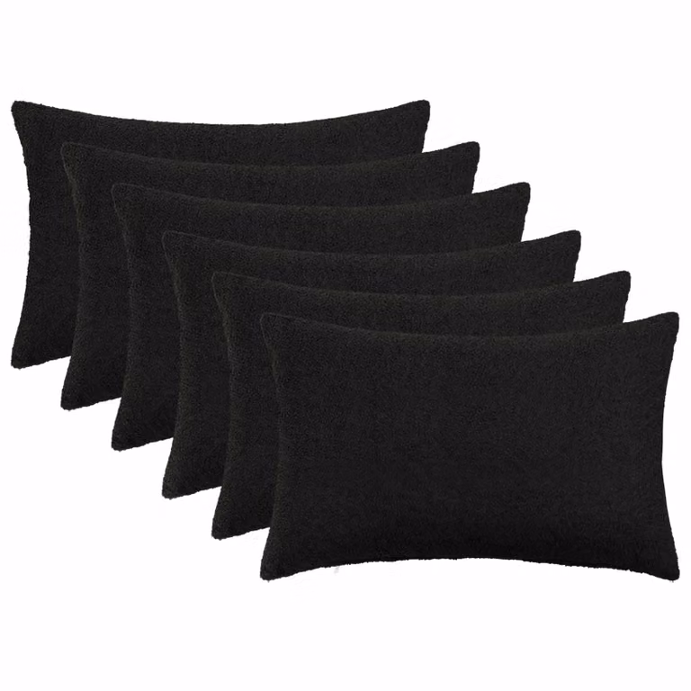 Set di 6 federe vidaXL HEERLEN in tessuto bouclé nero, L 50 cm x P 80 cm