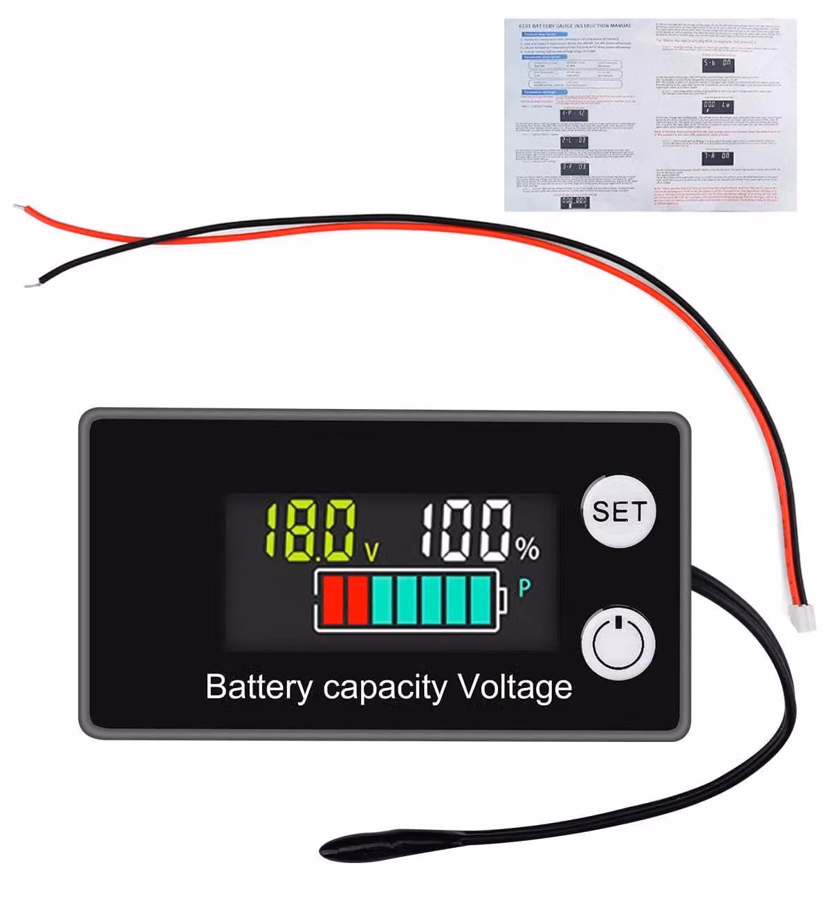 Tester per capacità delle batterie, da 8 a 100 V, con display LCD, sensore di allarme e protezione multipla