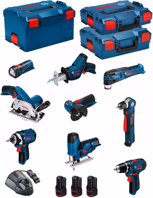 Kit utensili Bosch 12V BMK9-28BD3 blu con batterie ricaricabili
