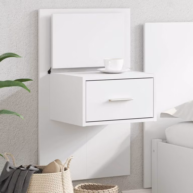 vidaXL Comodino a Parete Moderno con Luci LED Bianco