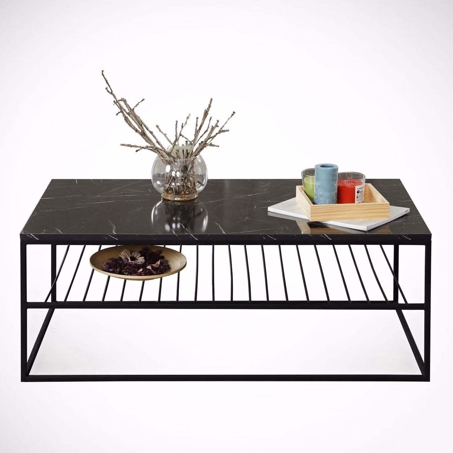 Skye Decor, Etna - Royal, tavolino da salotto, nero, 100% pannelli di particelle rivestiti in melamina, 95 x 55 x 43 cm