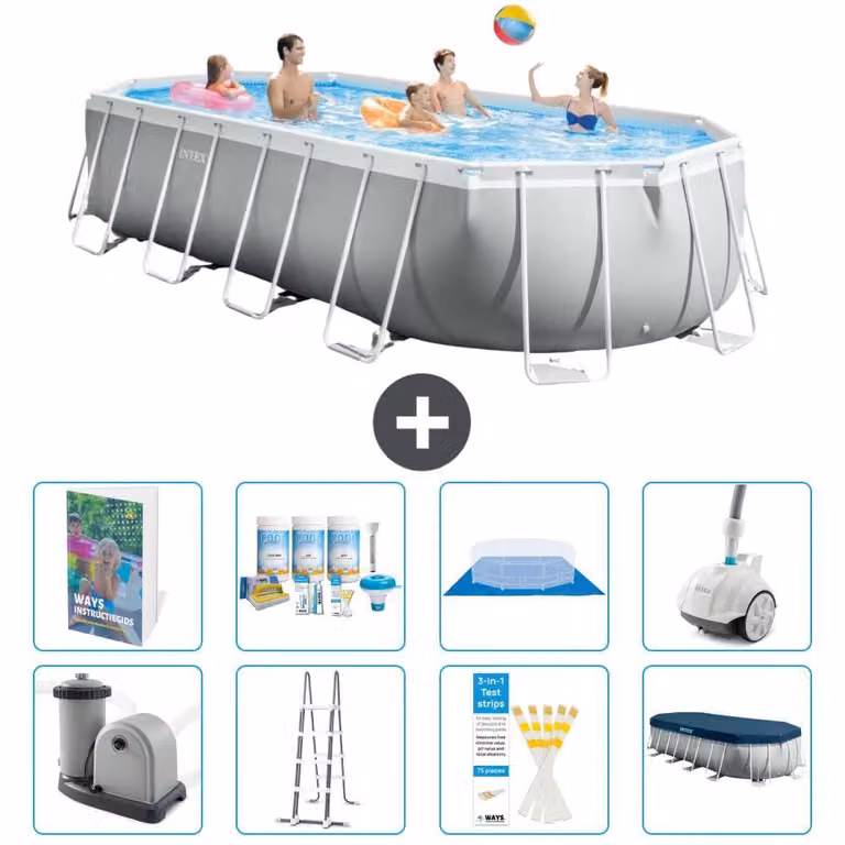 Piscina fuori terra ovale "Prism Frame" - 610x305x122 cm - Kit composto da 7 elementi - Modello S658