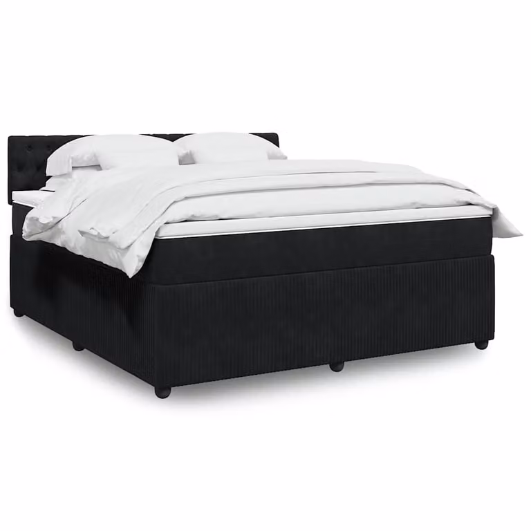 vidaXL Giroletto a Molle con Materasso Ibrido in Velluto Nero L/P: 180 x 200 cm
