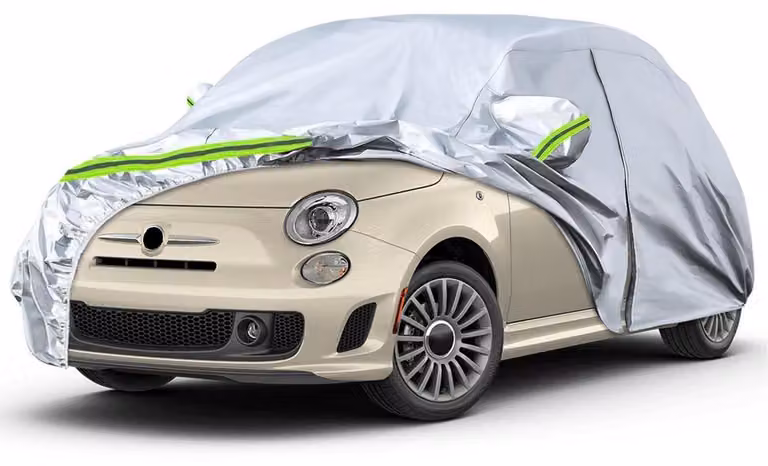Copertura impermeabile per auto, adatta per modelli FIAT 500, 500C, 500E e Abarth 500, dal 2007 al 2025, colore argento