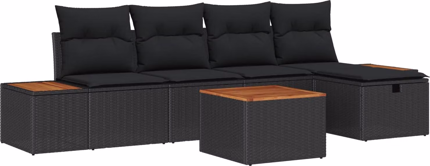 Maison Exclusive - Set da giardino composto da 6 pezzi, divano in rattan sintetico nero