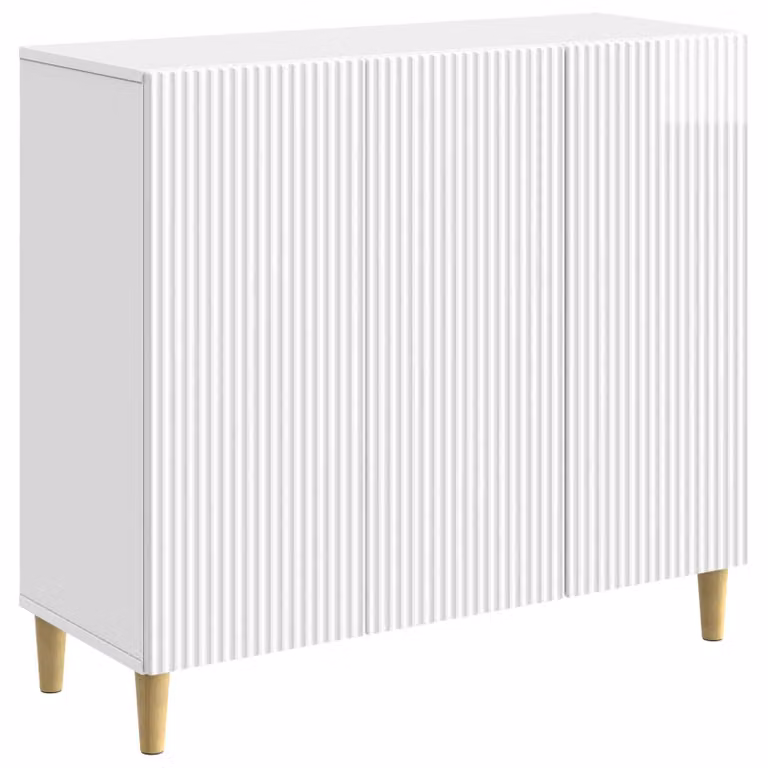 Credenza Bianco Lucido 89 x 34,5 x 80 cm Legno ingegnerizzato