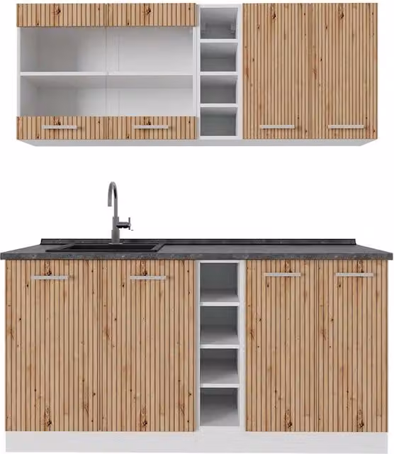 Cucina completa R-Line Rovere artigianale/Bianco 160 cm, PL Antracite Vicco