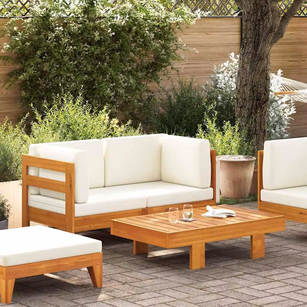 Maison Exclusive - Set da giardino a 2 pezzi con cuscini bianco crema e struttura in legno di acacia