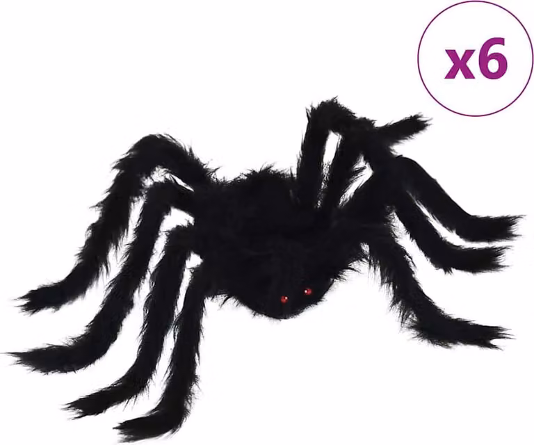 Decorazione Ragno di Halloween 6 pcs Nero 75 cm