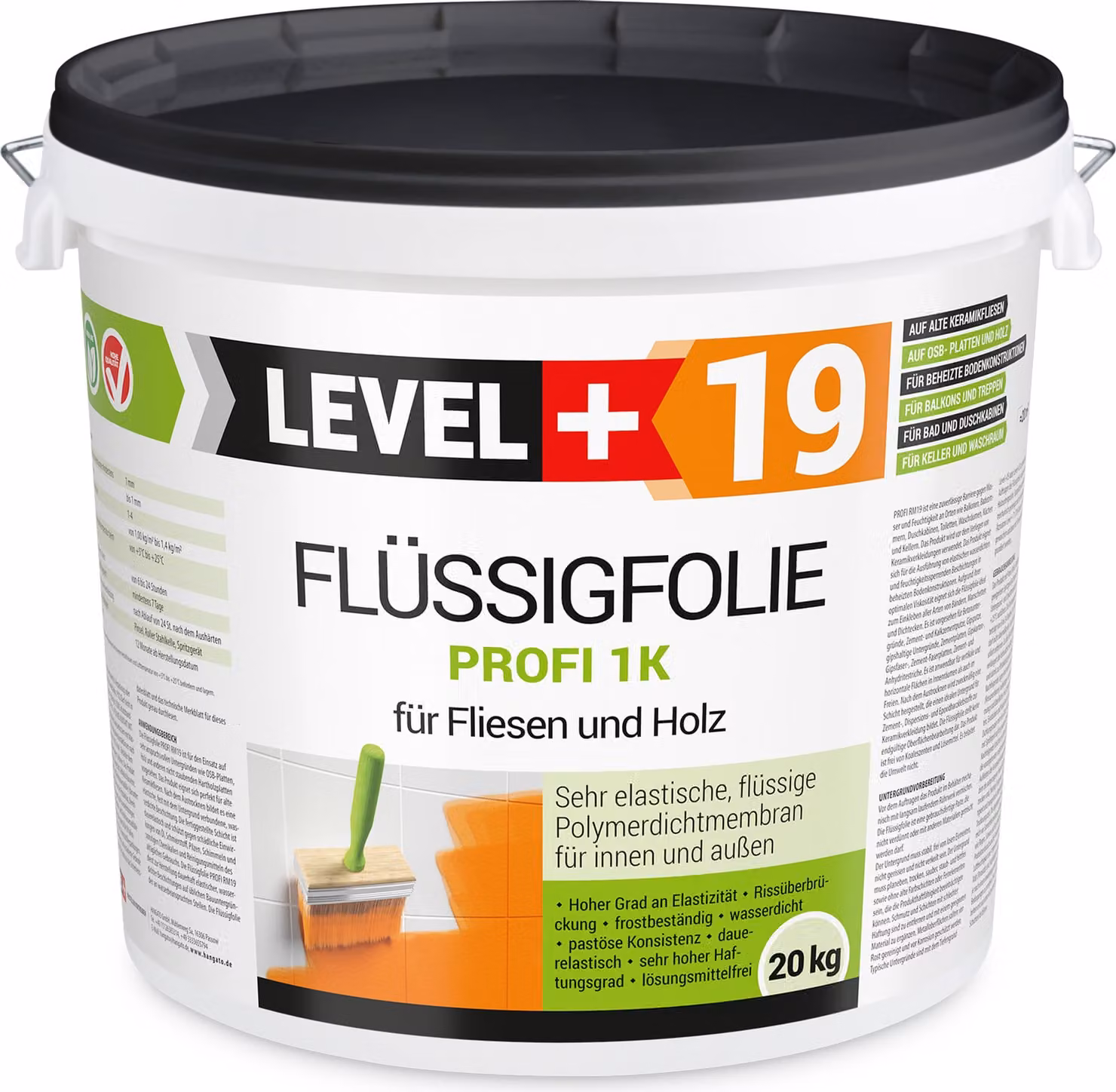 Pellicola liquida 20 kg Impermeabilizzazione per balconi su legno, piastrelle, isolamento altamente elastico Level+19