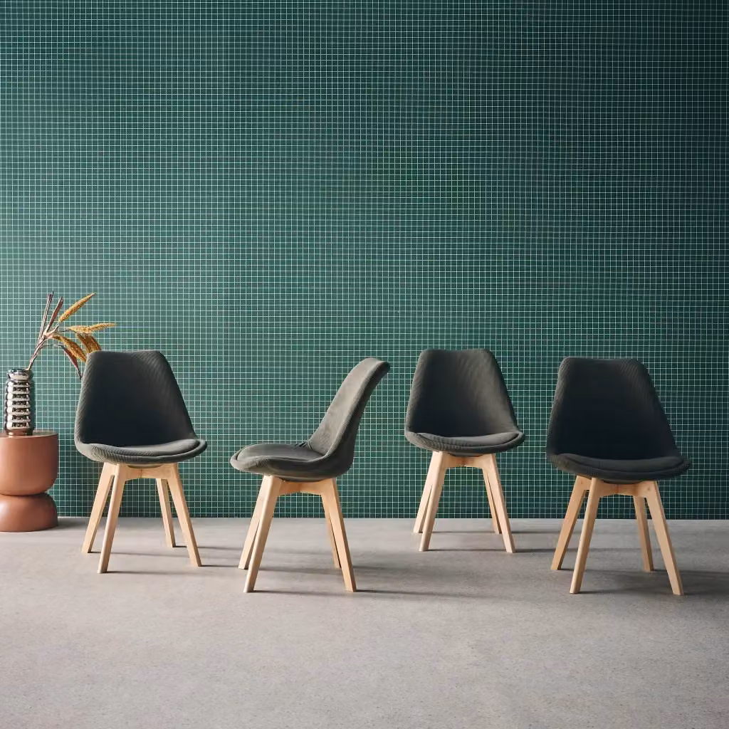 Set di 4 sedie scandinave Sweeek in legno di faggio e velluto a coste verde – 2