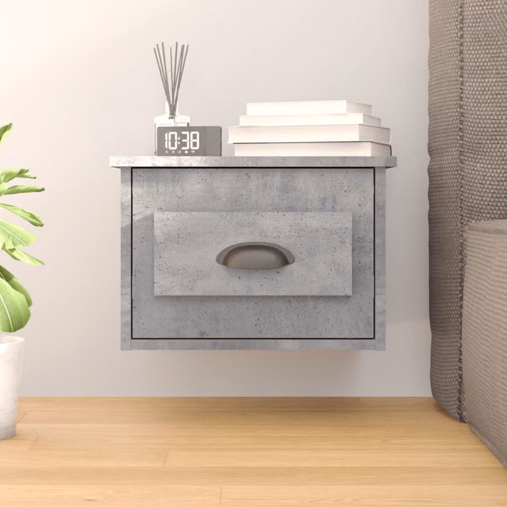 Comodino a parete vidaXL in legno grigio moderno L: 41,5 cm, P: 36 cm, H: 28 cm