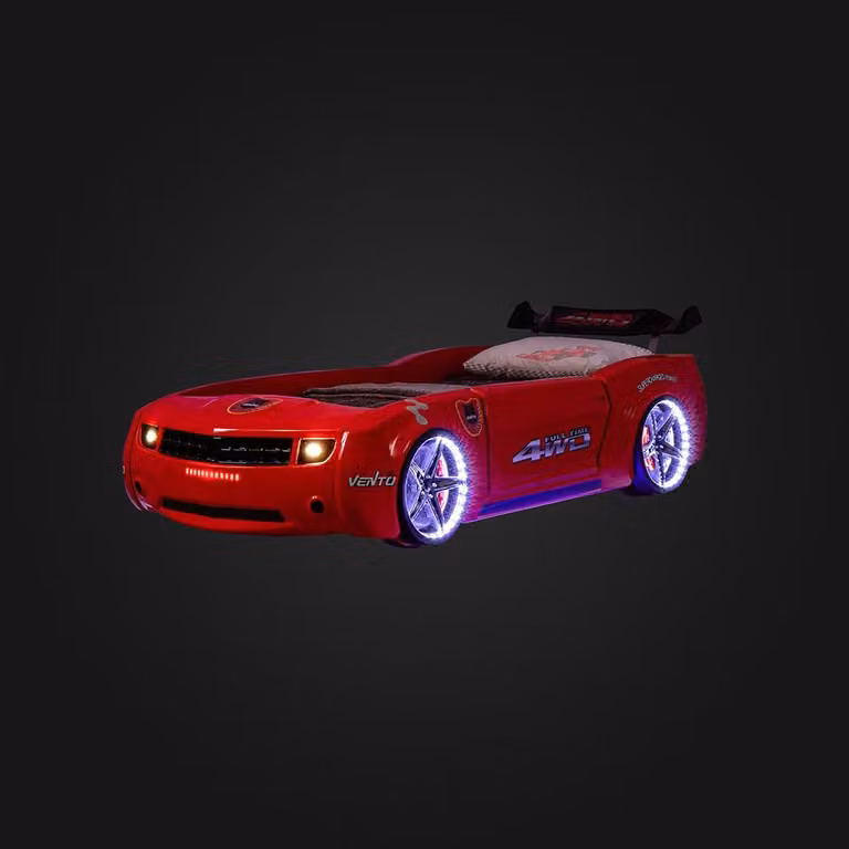 Lettino rosso Lettino a forma di auto Mobili per camerette di design Letto Mustang