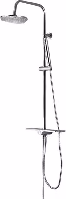 Colonna Doccia Bagnoclic Round Cromata con Deviatore a Pulsante, Mensola e Doccetta Monogetto, Diametro: 20 cm