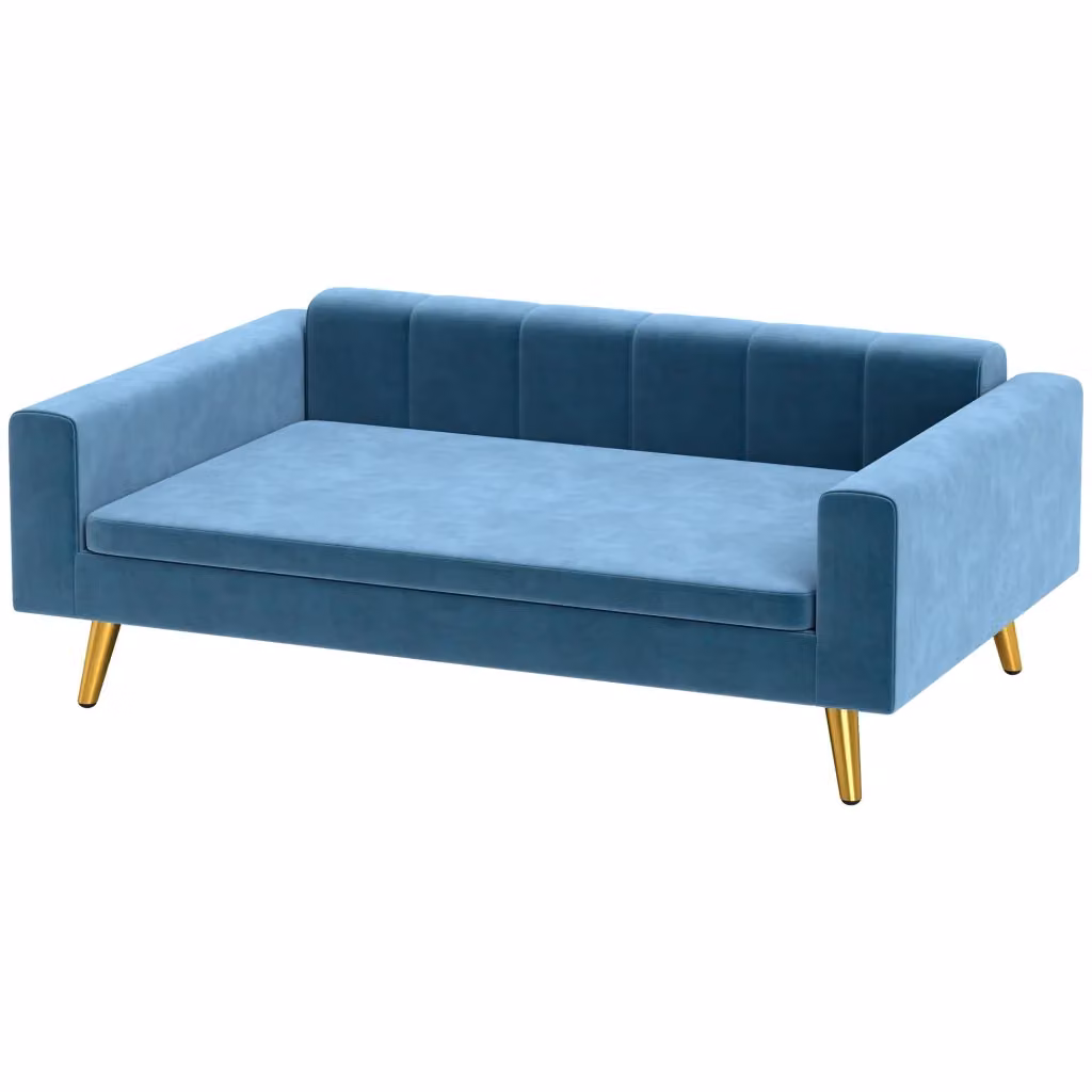 Letto per cani Minimal con cuscino in velluto blu L: 94 cm, P: 59.5 cm, H: 31.5 cm – 2