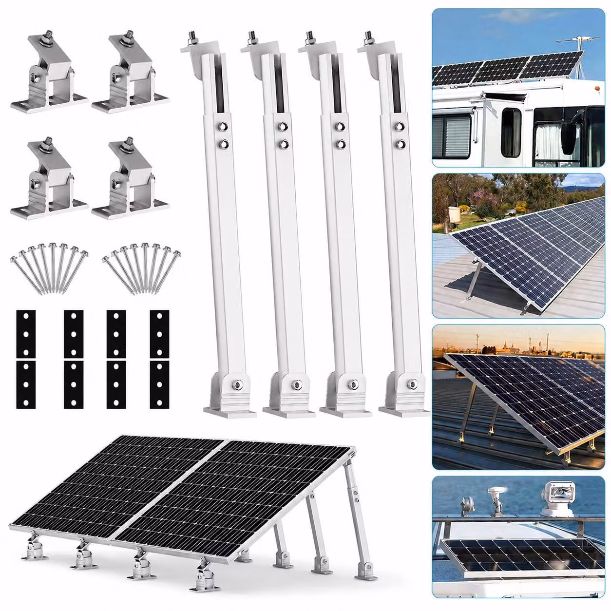 Supporto per pannelli solari, struttura di montaggio fotovoltaica, supporto a terra per moduli solari, impianto solare da balcone, tetto piano