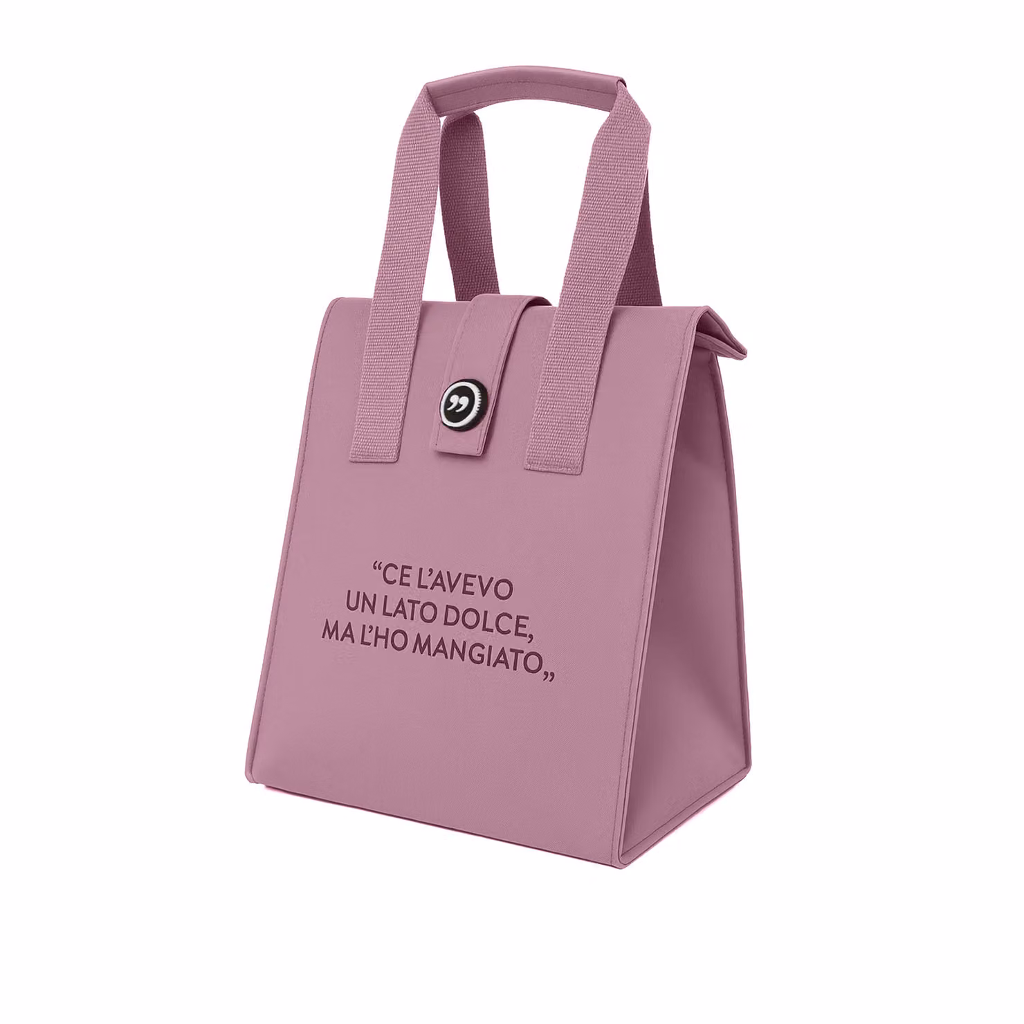 Borsa porta pranzo termica rosa con scritta, capacità 12 L – 2
