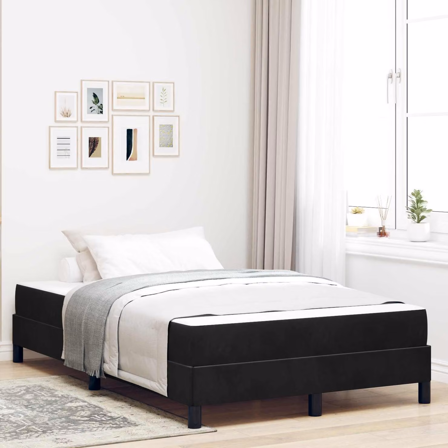 Maison Exclusive - Letto boxspring con materasso nero 120 x 190 cm Tessuto