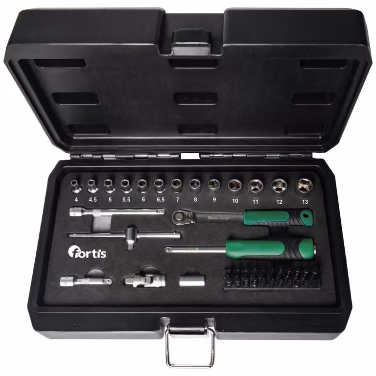 Set di chiavi a bussola Fortis, 1/4", 42 pezzi.