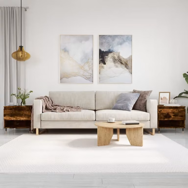 Set di 2 tavolini da salotto moderni vidaXL in legno e metallo, colore rovere marrone, L/P/H: 50 x 46 x 50 cm