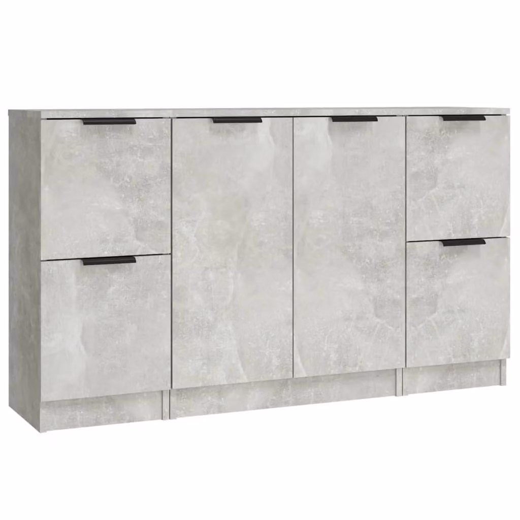 Credenze 3 pz Grigio Cemento in Legno Multistrato