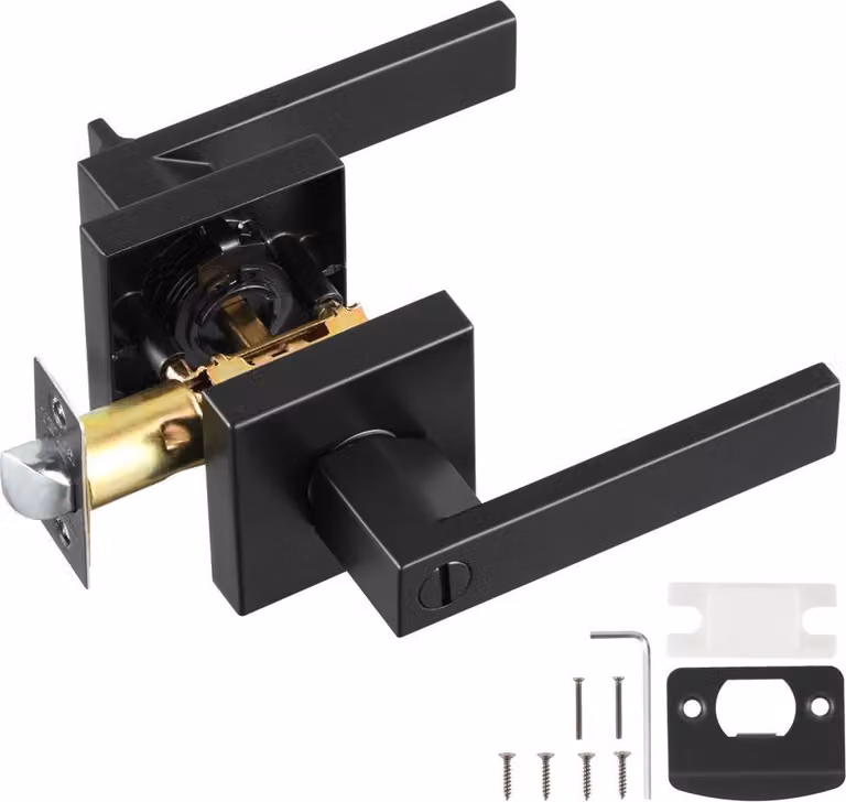Maniglia per porte privacy - Maniglia a leva quadrata nera opaca - Maniglie per porte interne - Maniglie per porte di design