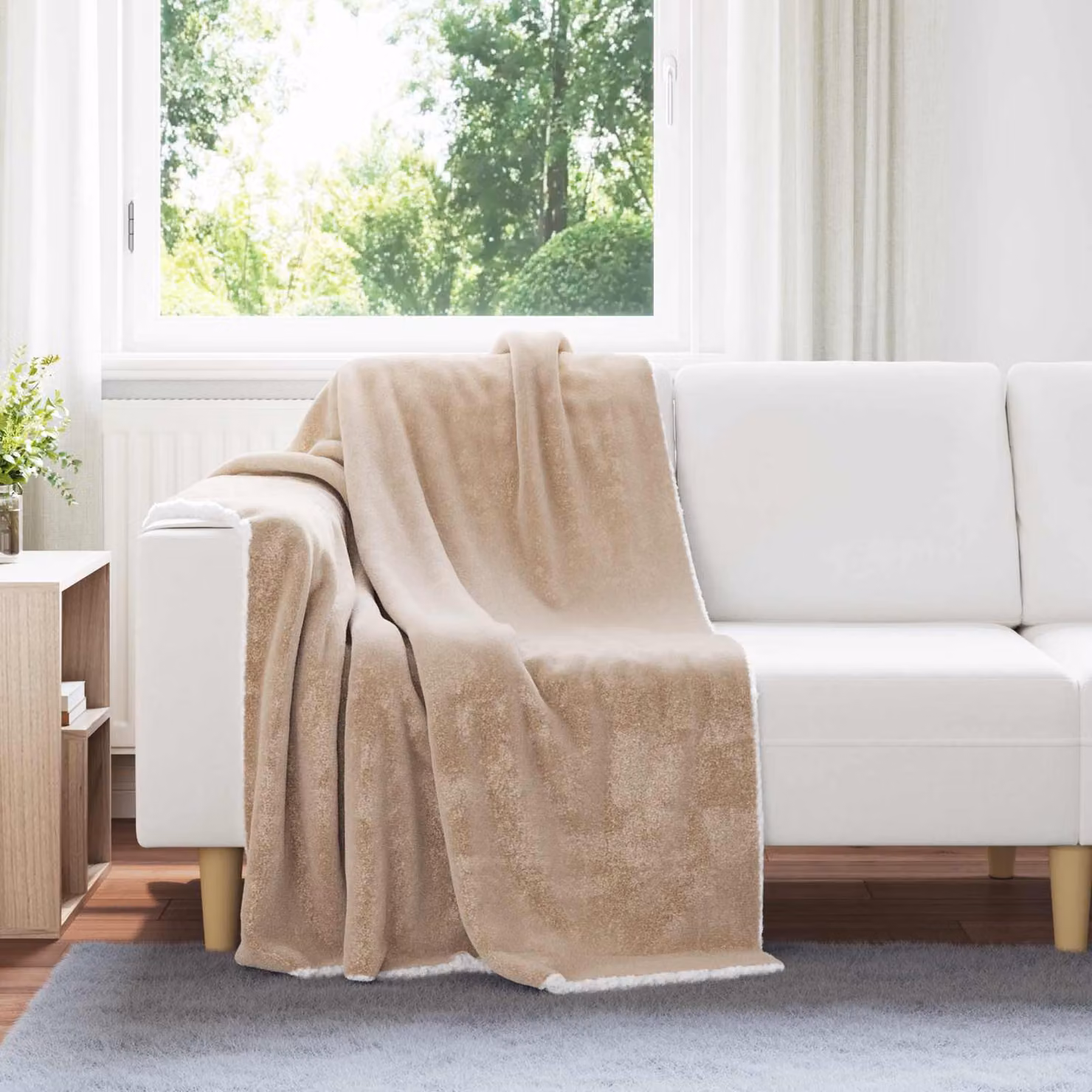 Coperta in pile morbida vidaXL color beige/marrone L: 130 cm x P: 150 cm