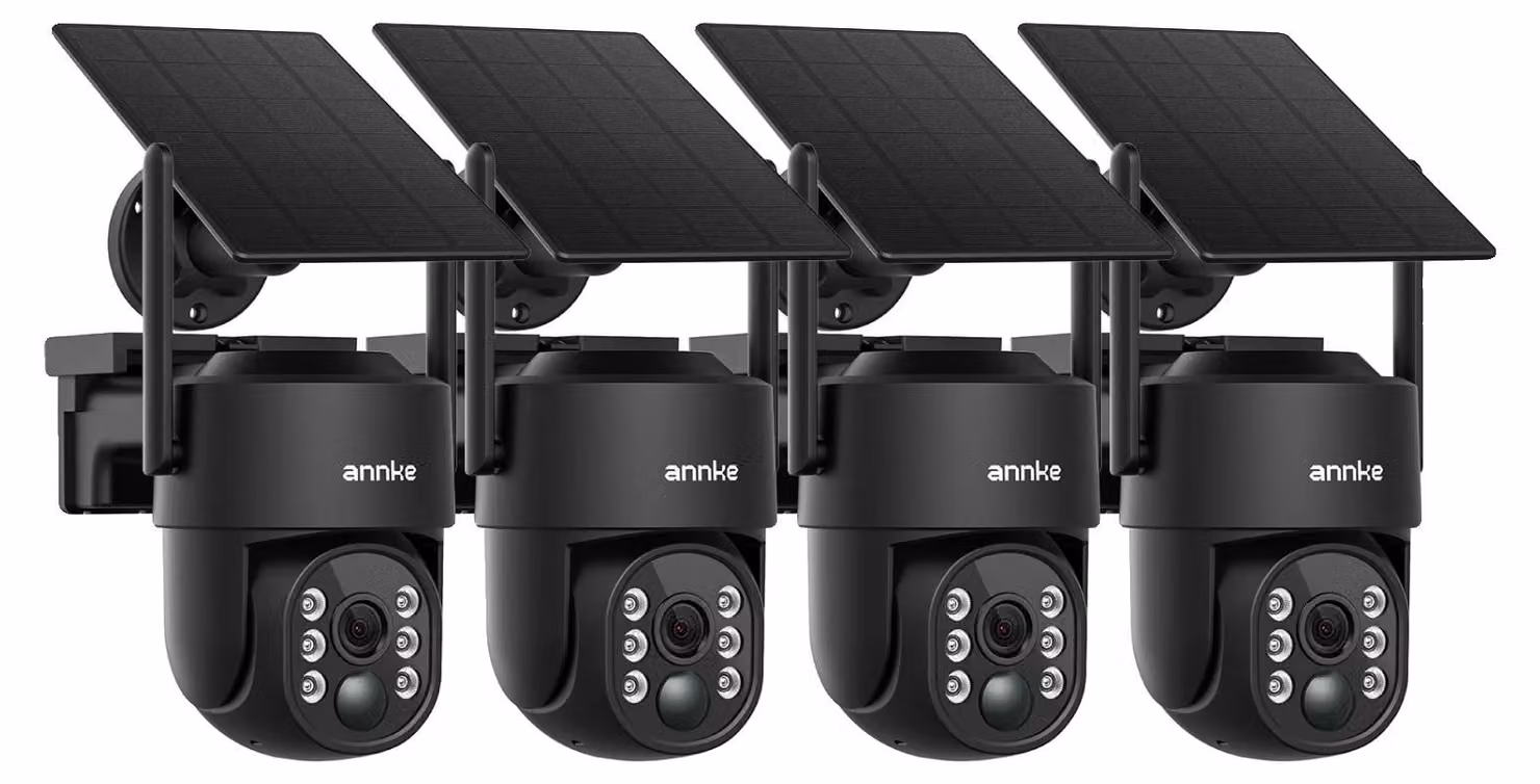 Telecamera di sicurezza, alimentata a energia solare, 4 megapixel, visione notturna, confezione da 4 pezzi, senza alimentatore