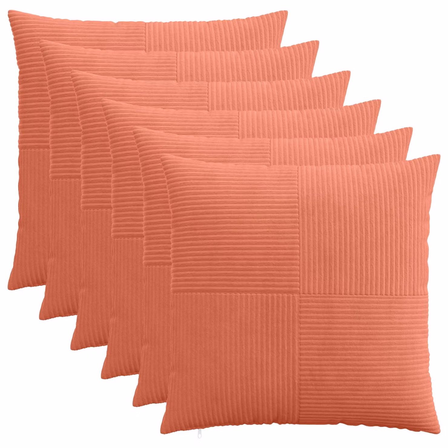Set di 6 federe quadrate vidaXL ALMELO in velluto a coste, colori rosso e arancio, 55 x 55 cm