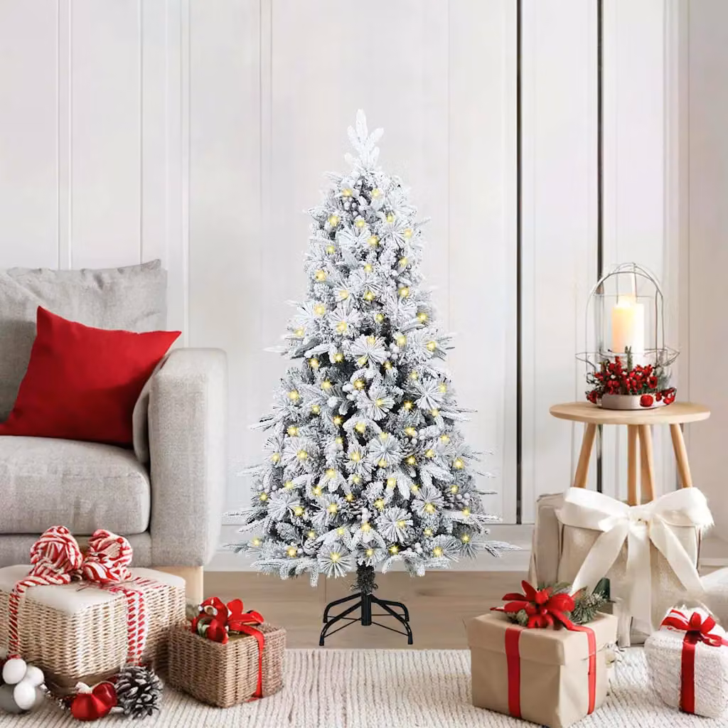 Albero di Natale artificiale vidaXL con luci LED bianco caldo, verde e bianco, Altezza: 120 cm