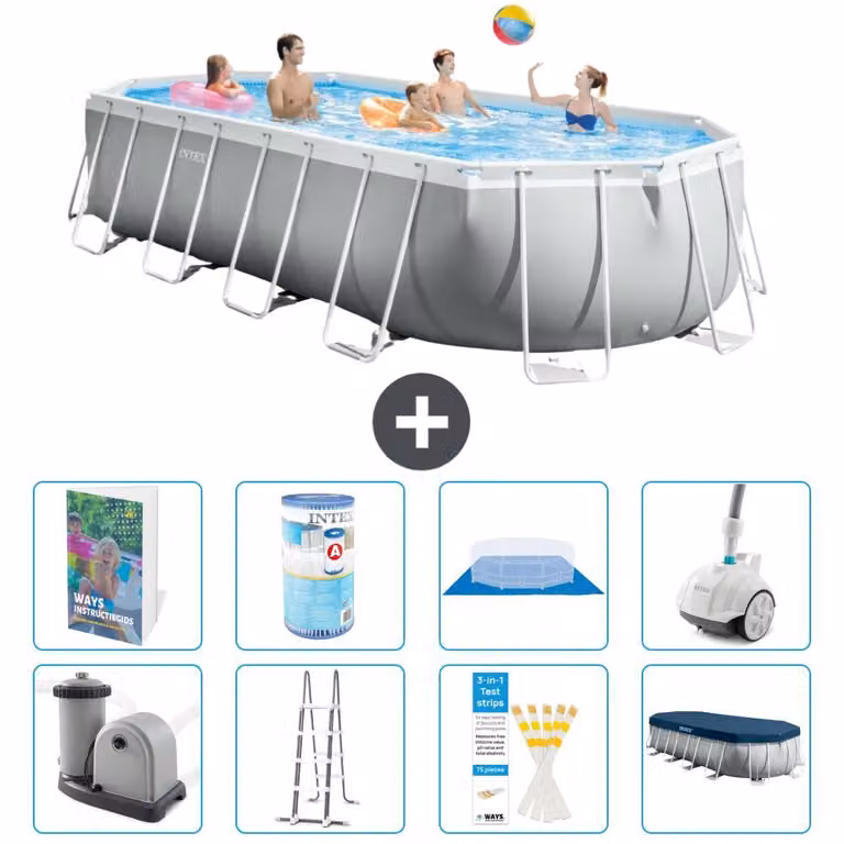 Piscina fuori terra ovale "Prism Frame" - 610x305x122 cm - 7 pezzi - Modello S549