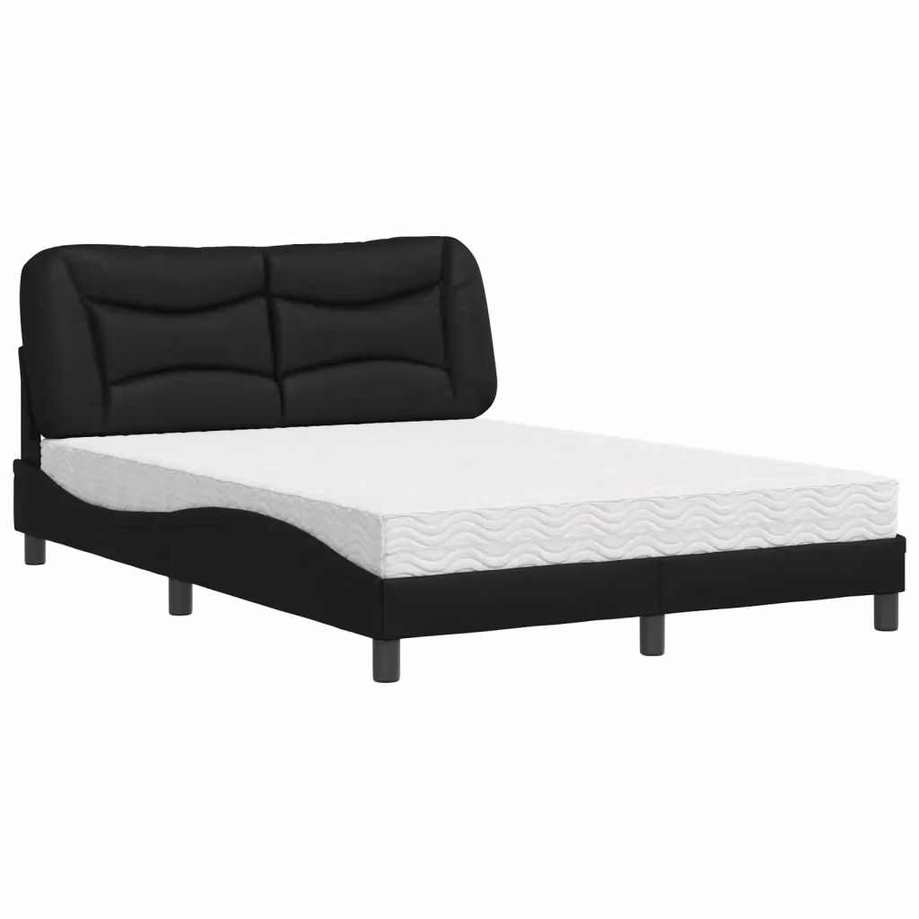 Letto con Materasso Hvar Nero vidaXL in Similpelle e Tessuto L/P/H: 140 x 190 cm – 2