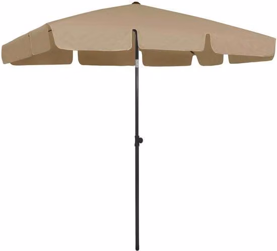 Ombrellone da spiaggia inclinabile - 200 x 125 cm - Colore taupe - Resistente ai raggi UV e regolabile in altezza - Ombrellone da balcone e da spiaggia - Base esclusiva