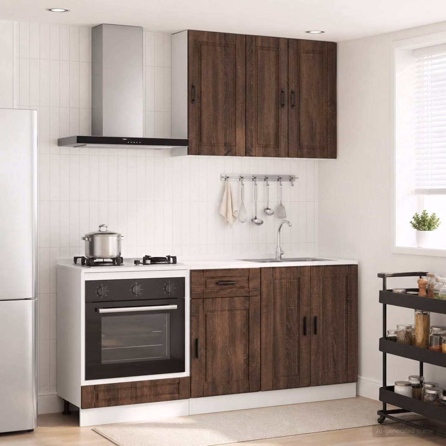 Set di unità cucina moderna vidaXL PORTO in legno ingegnerizzato color rovere marrone, 5 pezzi
