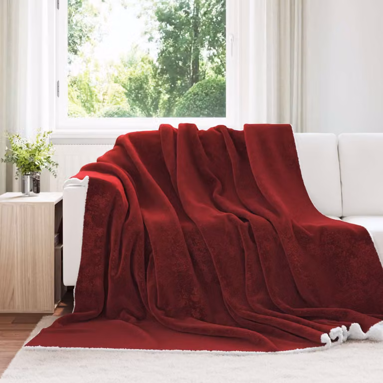 Coperta in pile morbida vidaXL Rosso, L 220 cm x P 240 cm