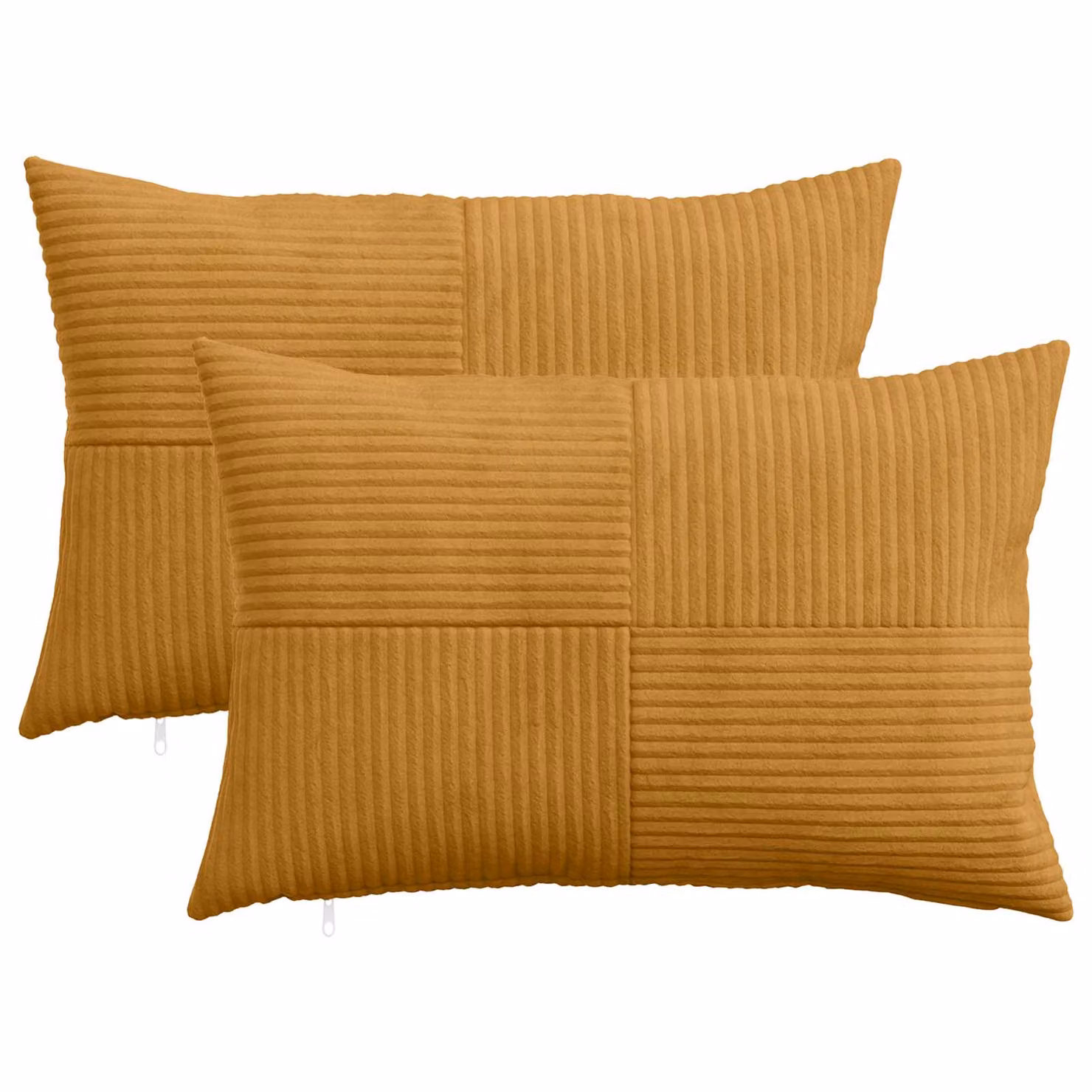 Set di 2 federe vidaXL ALMELO in velluto a coste gialle, L 50 cm x P 75 cm