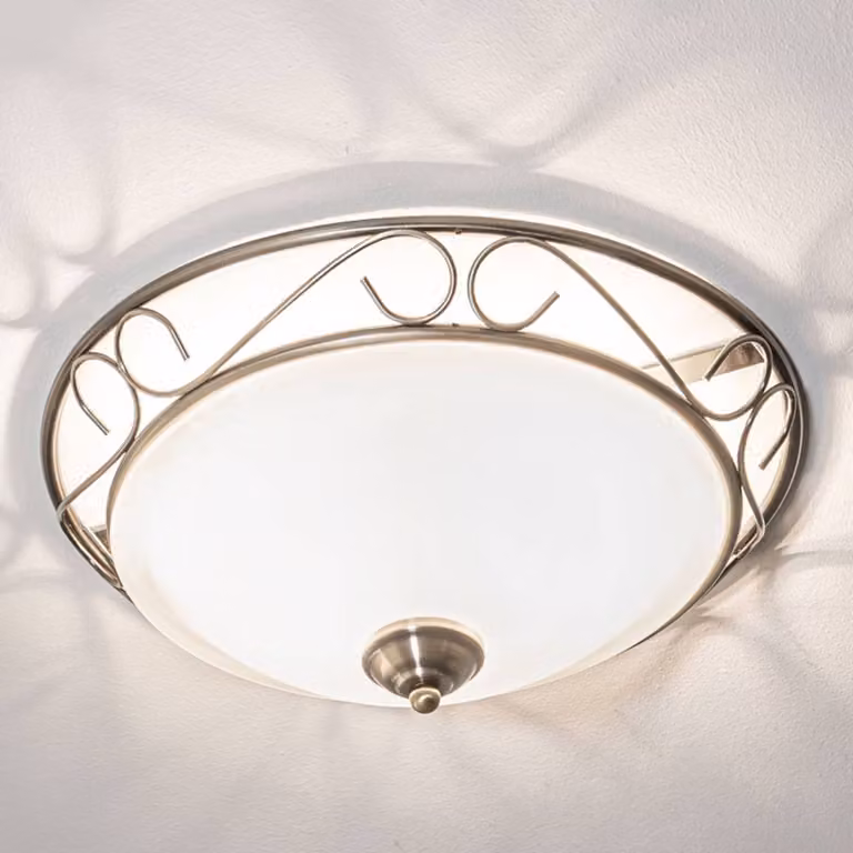 Searchlight Plafoniera soffitto Anneke, dimmerabile, Bronzo / Ottone antico, Soggiorno / Sala da pranzo, Vetro, Campagna / Rustiche, Plafoniera