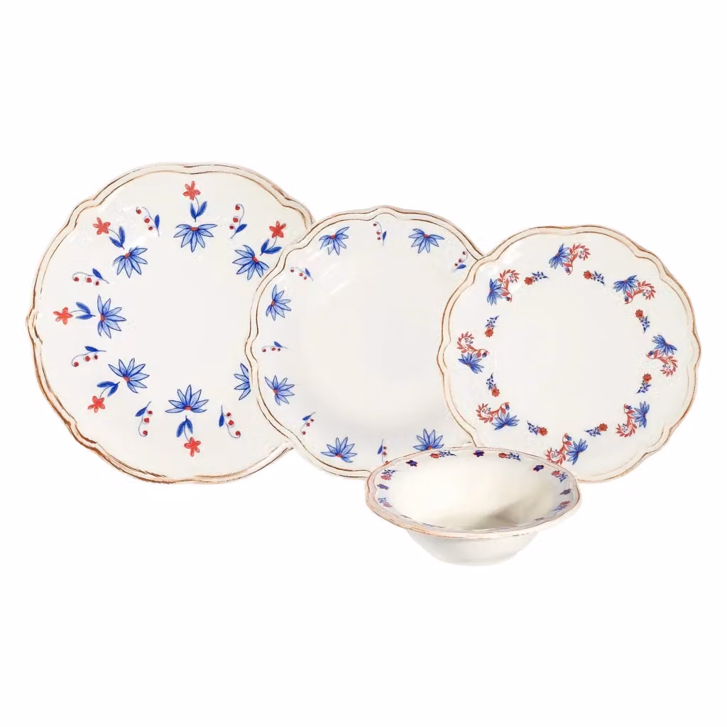 Servizio piatti DMORA in porcellana con decoro floreale multicolore, set da 24 pezzi per adulti – 2
