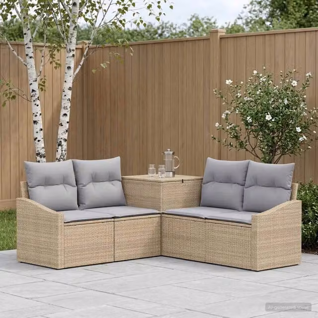 Set di divani 5 pz Beige e Grigio Chiaro 178,5 x 178,5 x 85 cm 3447825