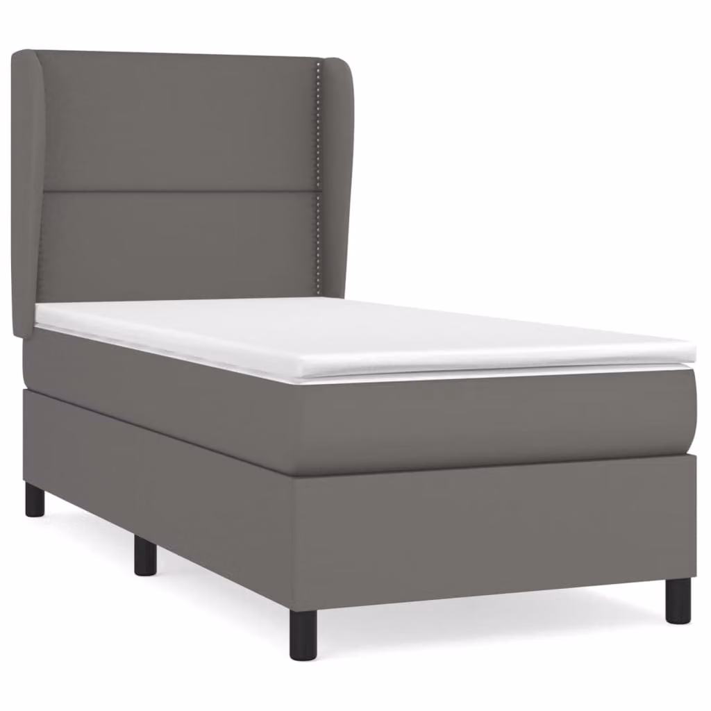 Giroletto a Molle con Materasso Grigio 100x200 cm in Pelle finta