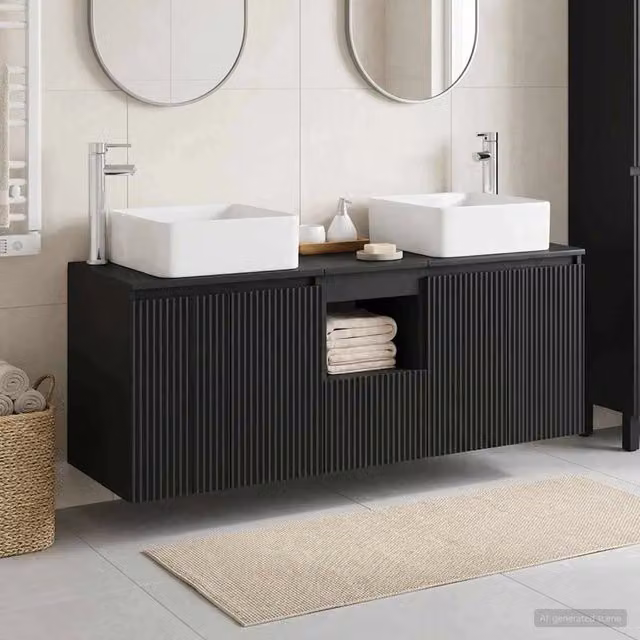 Set di Armadi da Bagno 3 pz Nero 49,5 x 41 x 63 cm 3405638